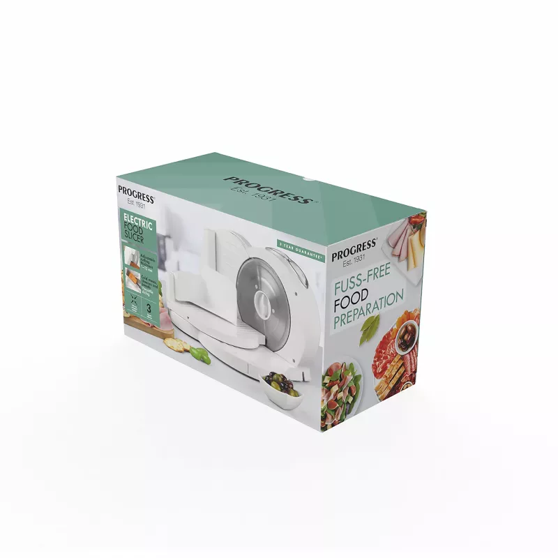 Progress EK3683PFVDE Electric Food Slicer 150W Stainless Steel Serrated Blade 190mm Black/Silver