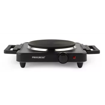 Progress EK4353PFVDE Single Hot Plate 1500W Cast Iron Plate Stainless Steel Body Black and Silver