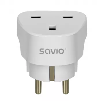 SAVIO Travel Adapter UK Socket - EU Plug White