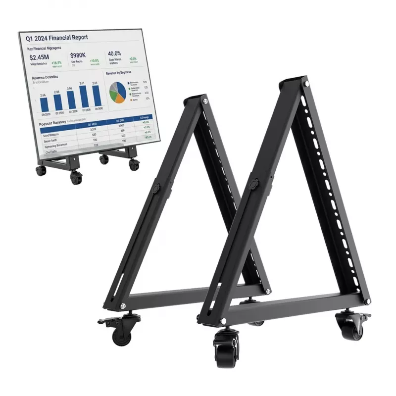 Maclean MC-183 Mobile TV Floor Stand/Trolley for 37-80 inch Screens, VESA up to 800x400, 75kg, Lockable Wheels, Black