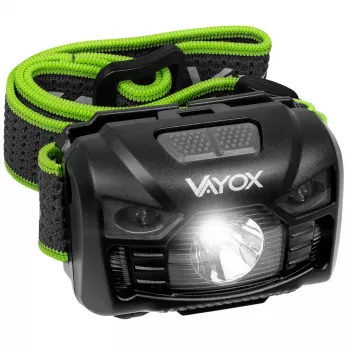 VAYOX VA0020 Rechargeable Headlamp, 170 lm, Motion Sensor, 1200 mAh, USB-C, IP66, Black