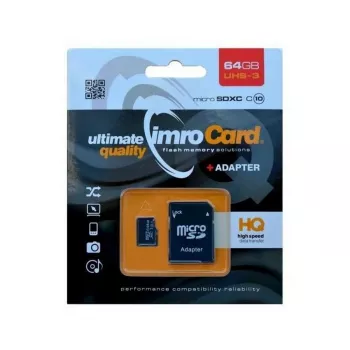 Imro microSDXC 64GB Memory Card + SD Adapter UHS-I U3 V30