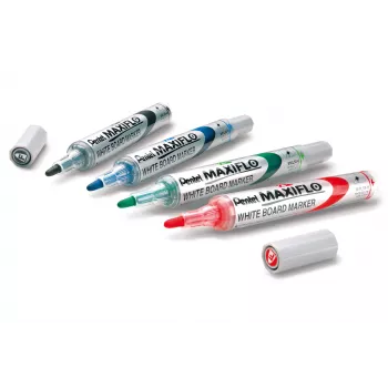 Pentel Maxiflo Flex-Feel Whiteboard Marker Set, Assorted Colors, 2.0 - 5.0 mm, 4 Pieces