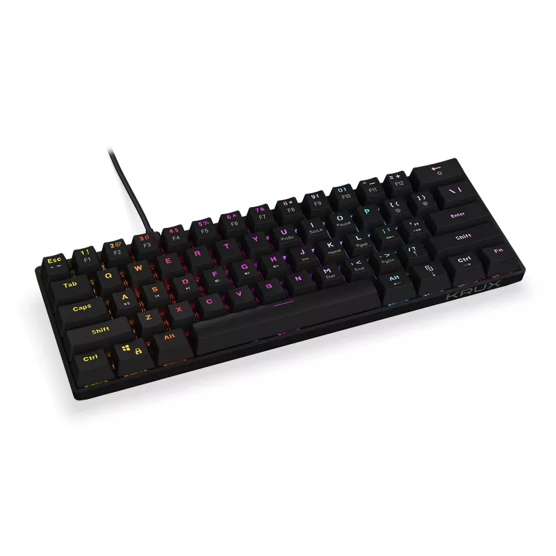 KRUX Qara 60% Mechanical Keyboard Gateron Yellow RGB USB-C Black