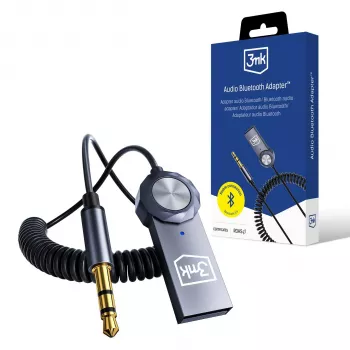 3mk Audio Bluetooth Adapter - Bluetooth 5.0 Receiver with 3.5mm AUX, USB-C, 10h Battery, Black