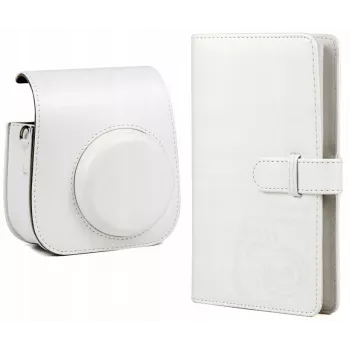 LOVEINSTANT 2-in-1 Set: Protective Case and Photo Album for Fujifilm Instax Mini 11 - White