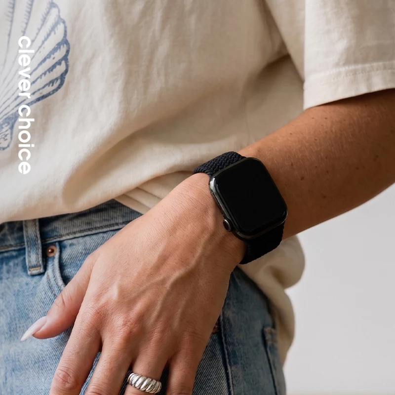Crong Wave Band Braided Strap for Apple Watch 38/40/41/42 mm (Black)