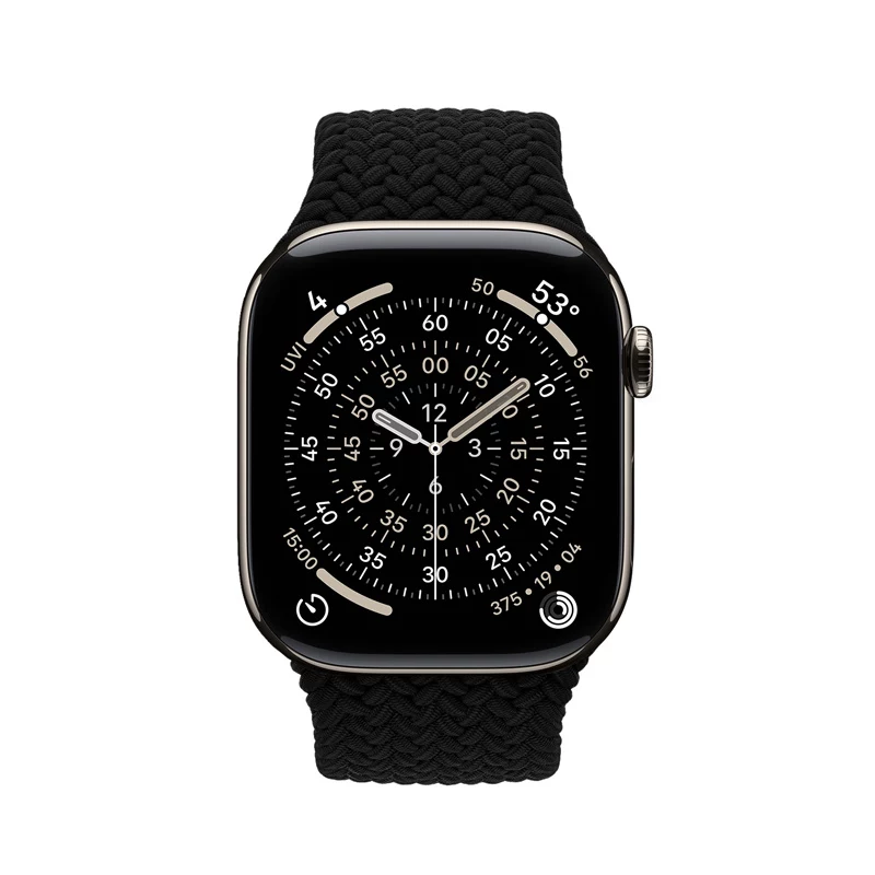 Crong Wave Band Braided Nylon Watch Strap for Apple Watch 44/45/46/49 mm (Black)