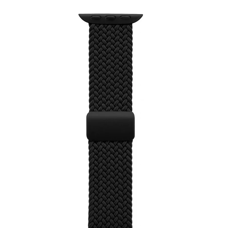 Crong Wave Band Braided Nylon Watch Strap for Apple Watch 44/45/46/49 mm (Black)