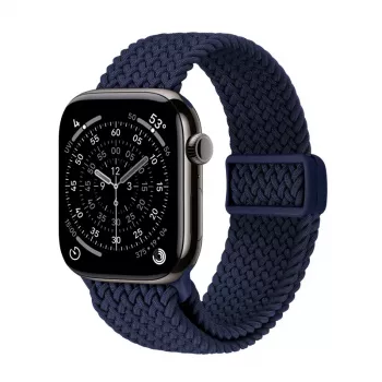 Crong Wave Band Braided Nylon Solo Loop for Apple Watch 44/45/46/49 mm (Navy Blue)