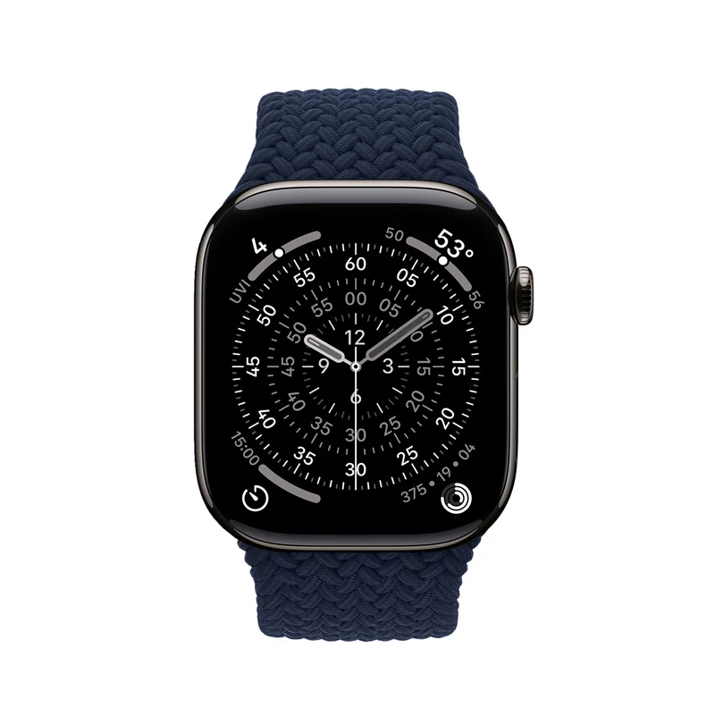 Crong Wave Band Braided Nylon Solo Loop for Apple Watch 44/45/46/49 mm (Navy Blue)