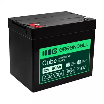 GREEN CELL Greencell AGM VRLA 12V 80Ah Maintenance-Free Battery for UPS, Scales, Camper (260x168x216mm)
