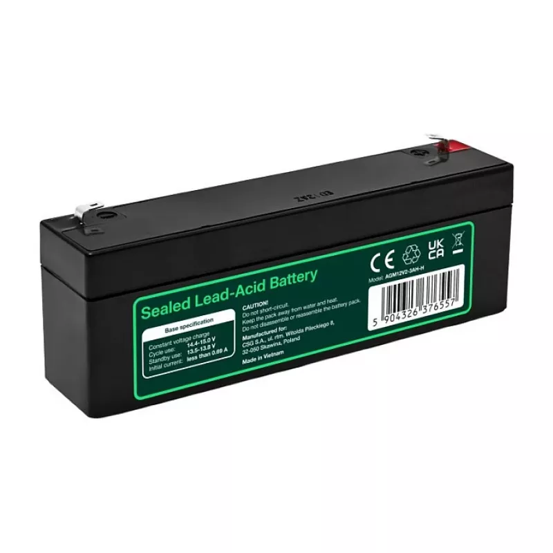 Greencell AGM VRLA 12V 2.5Ah Maintenance-Free Battery for Cash Registers, Toys (178x36x66mm)