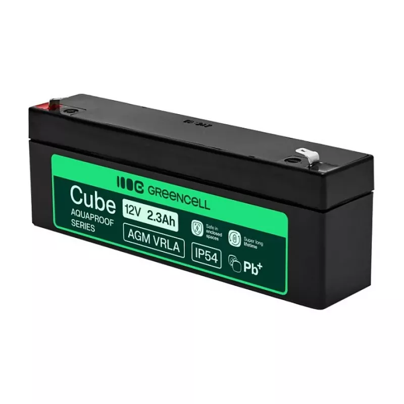 Greencell AGM VRLA 12V 2.5Ah Maintenance-Free Battery for Cash Registers, Toys (178x36x66mm)