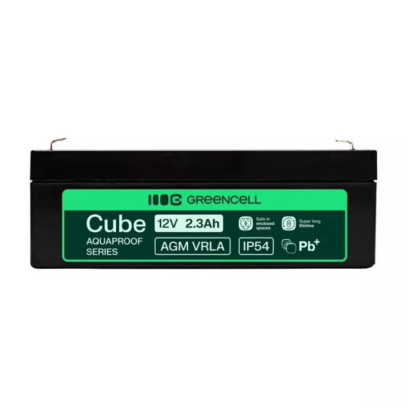 Greencell AGM VRLA 12V 2.5Ah Maintenance-Free Battery for Cash Registers, Toys (178x36x66mm)