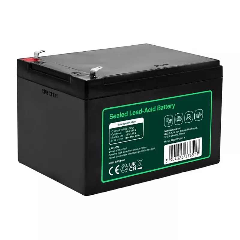 Greencell AGM VRLA 12V 12Ah Maintenance-Free Battery for Cash Registers, Toys, Cameras (151x98.5x95mm)
