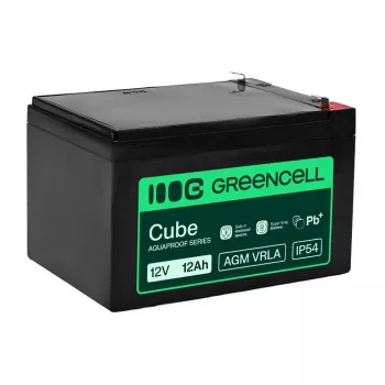 Greencell AGM VRLA 12V 12Ah Maintenance-Free Battery for Cash Registers, Toys, Cameras (151x98.5x95mm)