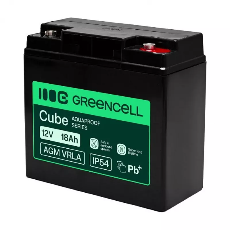 Greencell AGM VRLA 12V 18Ah Maintenance-Free Battery for Cash Registers, Toys, Cameras (181x77x167mm)