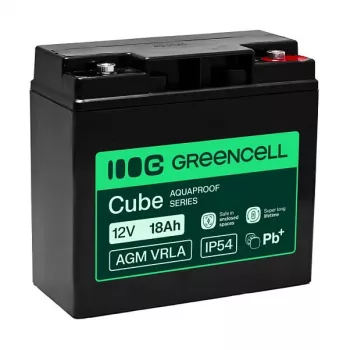 Greencell AGM VRLA 12V 18Ah Maintenance-Free Battery for Cash Registers, Toys, Cameras (181x77x167mm)