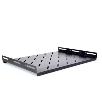 RACKTEL RL-P600S 1U Fixed Shelf for 19-Inch Rack, 600mm Depth, Black (RAL 9004), 50kg Capacity