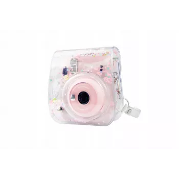 LOVEINSTANT Protective Case for Fujifilm Instax Mini 11 - Clear with Pink Sequins