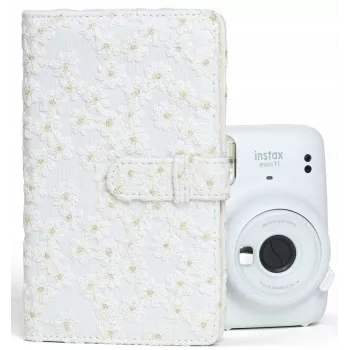 LOVEINSTANT Photo Album for Fujifilm Instax Mini / Xiaomi / Polaroid / Canon / HP / Kodak - White Embroidered