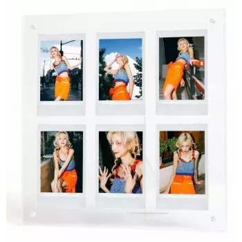 LOVEINSTANT Standing Photo Frame for 6 Photos Compatible with Fujifilm Instax Mini / Xiaomi / Polaroid / Canon / HP / Kodak - Zink / Transparent