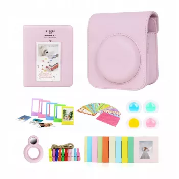LOVEINSTANT 8-in-1 Accessory Kit for Fujifilm Instax Mini 12 - Pink