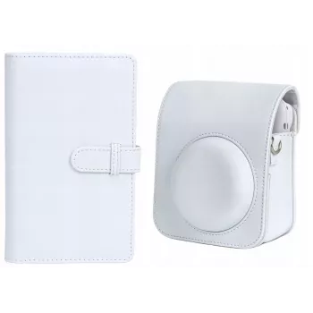 LOVEINSTANT Camera Case & Photo Album Bundle for Fuji Instax Mini 12 - White (108 Photos)