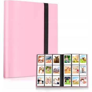 LOVEINSTANT Photo Album for 360 Photos Compatible with Fujifilm Instax Mini / Xiaomi / Polaroid / Canon / HP / Kodak, Pink