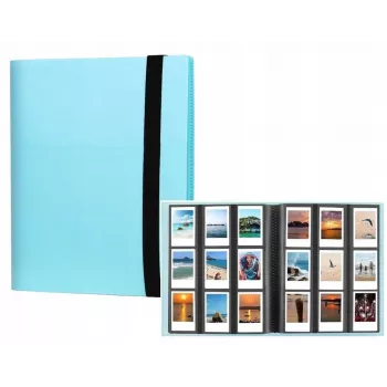 LOVEINSTANT Photo Album for 360 Photos Compatible with Fujifilm Instax Mini, Xiaomi, Polaroid, Canon, HP, Kodak - Blue
