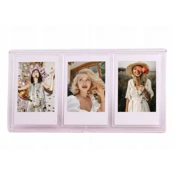 LOVEINSTANT Standing Photo Frame for 3 Photos Compatible with Zink Paper / Fuji Instax Mini - Pink