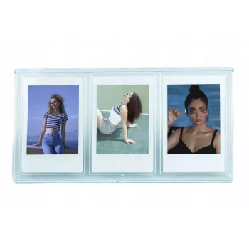 LOVEINSTANT Standing Photo Frame for 3 Photos Compatible with Fuji Instax Mini and Zink 2x3 inch Prints - Blue