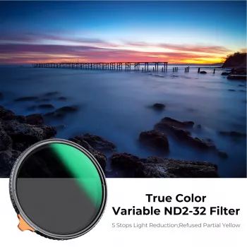 K&F Concept Variable ND Filter ND2-ND32 77mm True Color MRC Nano X