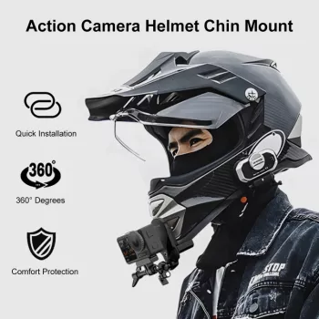 PULUZ Motorcycle Helmet Chin Mount for GoPro Hero 12 11 Mini 10 9 8 7 6 5 4 3+ Max - PU927B