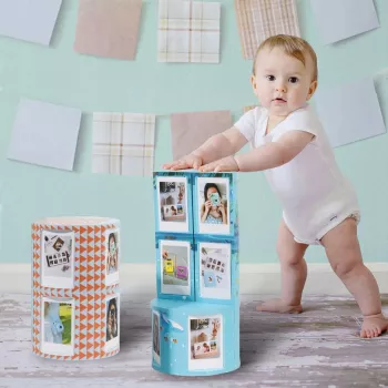 LOVEINSTANT Foldable Cube Photo Frame for 24 Instax Mini Prints - Sea Blue