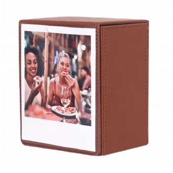 LOVEINSTANT Photo Storage Box for 100 Instant Photos Compatible with Fuji Instax Wide, Square, Polaroid 600, i-Type (Now) - Brown with Viewing Window