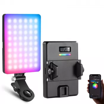 NEEWER VL67C RGB LED Video Light 5W with Phone Clip and Bluetooth App Control