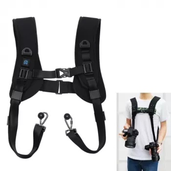 PULUZ Dual Camera Harness for 2 DSLR Cameras, Quick Release, Adjustable Shoulder Straps, Black (PU6002)