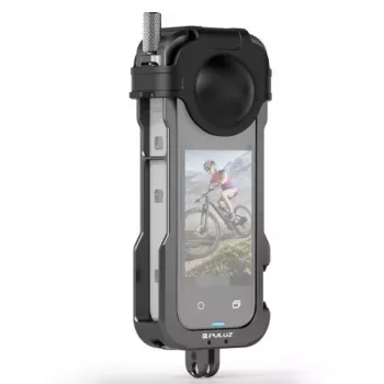 PULUZ Frame Mount Protective Case with 2x Cold Shoe Mounts and Lens Cap for Insta360 X4 (PU981B)