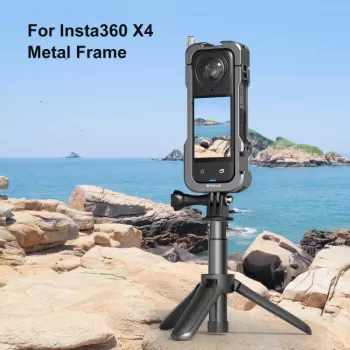 PULUZ Frame Mount Protective Case with 2x Cold Shoe Mounts and Lens Cap for Insta360 X4 (PU981B)