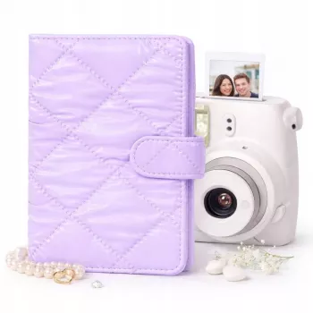 LOVEINSTANT Photo Album for 108 Photos Compatible with Fujifilm Instax Mini 12 40 11 9 8 7 Evo LiPlay Link, Purple Quilted