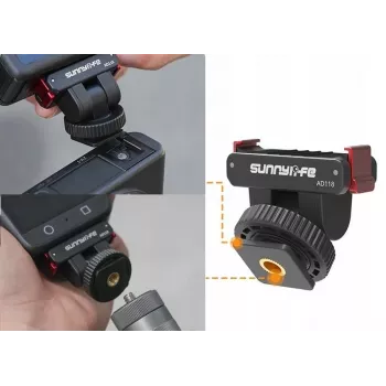 SUNNYLIFE Magnetic Quick Release Mount with Cold Shoe and 1/4 inch Thread for DJI Osmo Action 5 Pro / 4 / 3 / 2 - Black
