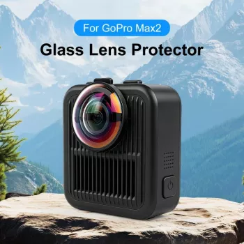 PULUZ 2x Tempered Glass Lens Protector for GoPro Max 2 - Black Frame