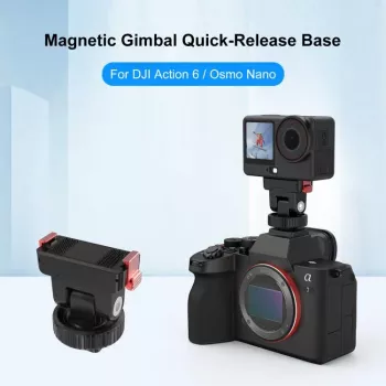 PULUZ Magnetic Quick Release Mount with 1/4 inch and Cold Shoe for DJI Osmo Action 6/5/4/3, Nano, PU1071B