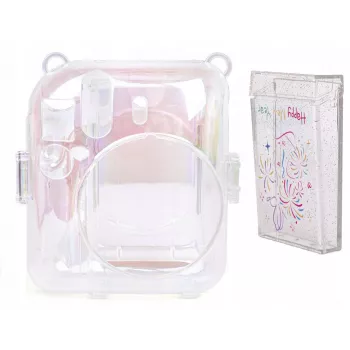 LOVEINSTANT 2-in-1 Set Case Cover Pouch for Fuji Instax Mini 12 Photo Storage Box Transparent Shimmer
