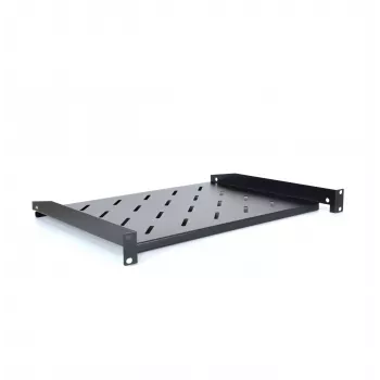 RACKTEL RL-PD600S 1U 19-inch Front-Mounted Rack Shelf, 600mm Depth, 20kg Load Capacity, Black (RAL 9005)