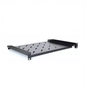 RACKTEL RL-PD600S 1U 19-inch Front-Mounted Rack Shelf, 600mm Depth, 20kg Load Capacity, Black (RAL 9005)