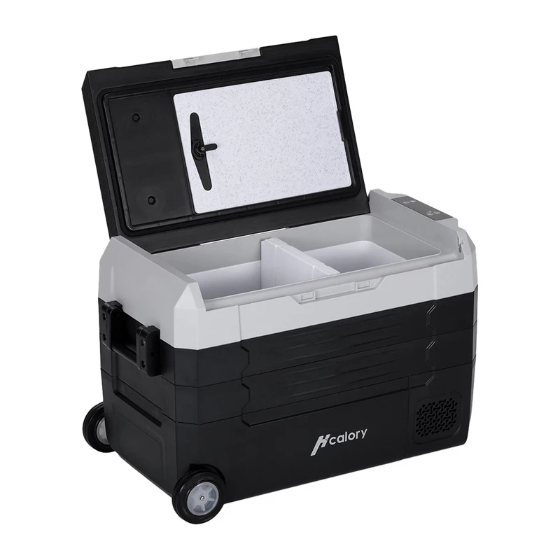 HCALORY D55M+ 55L Compressor Car Cooler with Bluetooth App Control, -20°C to +20°C, DC 12/24V & AC 100-240V, Black