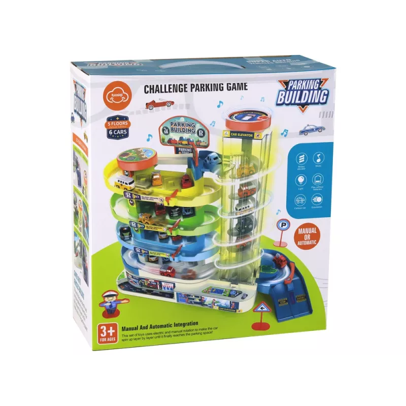 LEAN TOYS Interactive Multi-Story Parking Set for Cars, Lights and Sounds